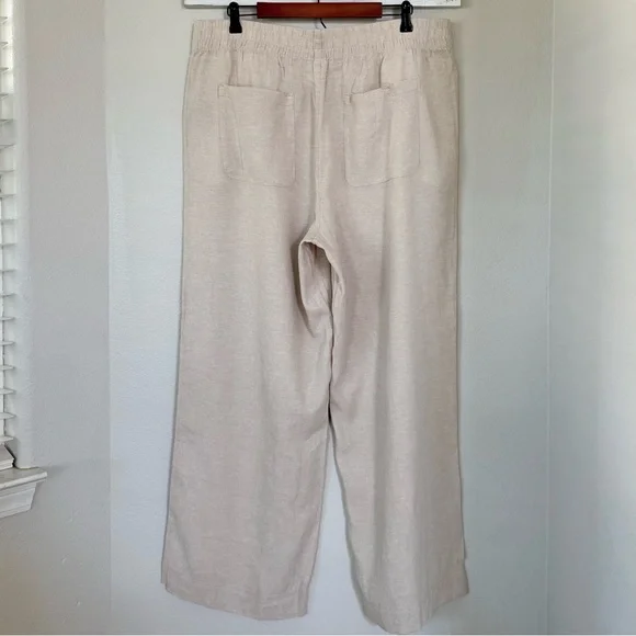 OLD NAVY NWT XL High-Waisted Linen-Blend Wide-Leg Pants in Flax Linen Natural - Picture 3 of 12